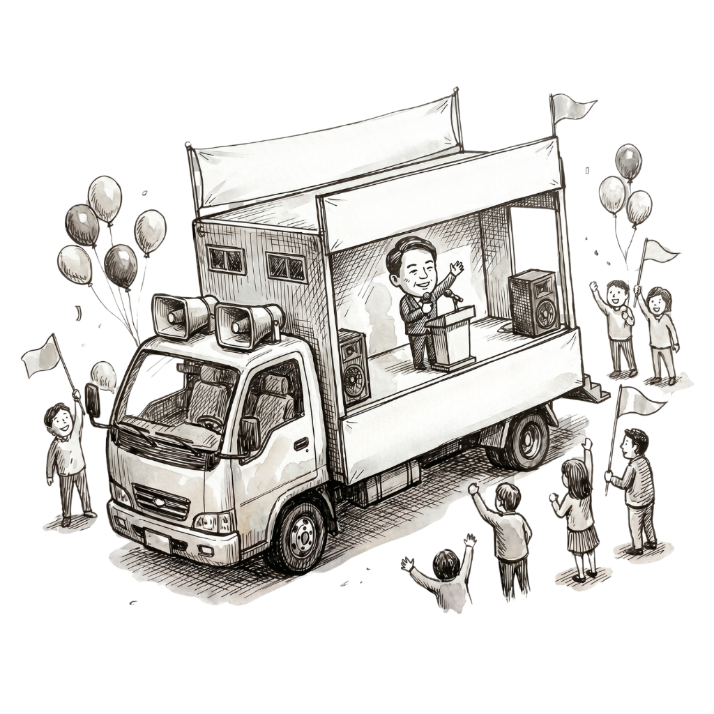 기호 0번 후보 유세차 일러스트